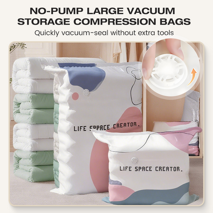 🧳💨 50 % RABATT! Vakuumförvaringspåsar utan pump – Tryck och förslut, ingen pump behövs. Sparar 80 % utrymme, håller kläderna torra och dammfria. Perfekt för skrymmande sängkläder och utrustning som inte är i säsong. 🛏️🗄️