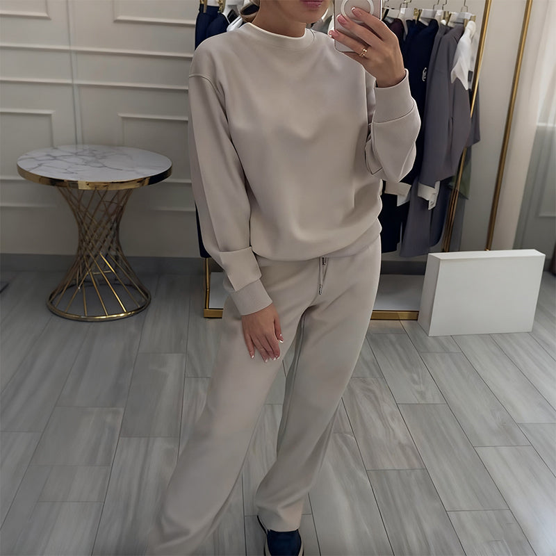Dammode 2-delat set med rundhalsad topp och byxor