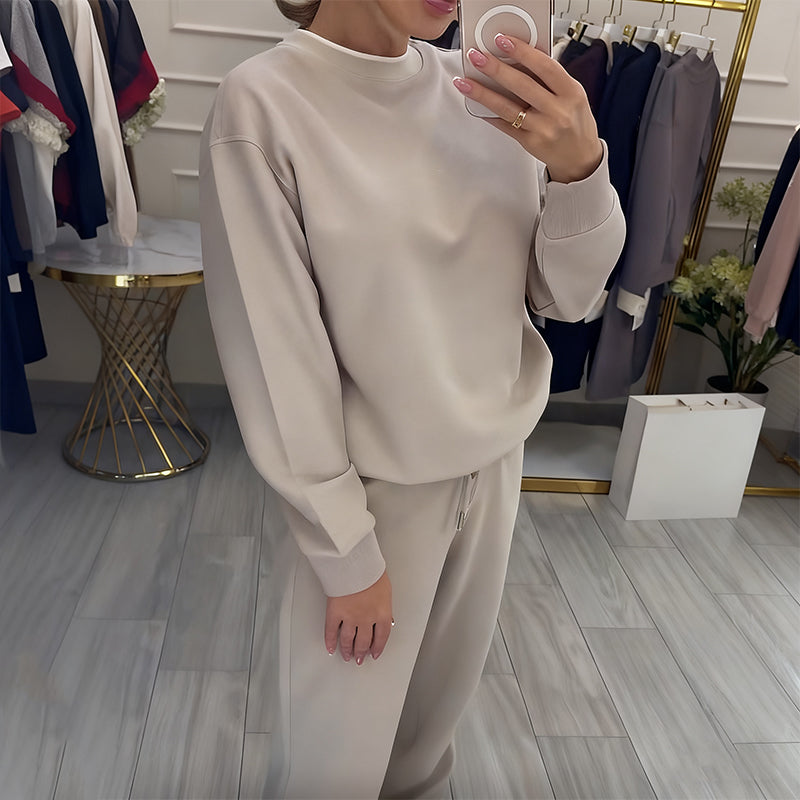 Dammode 2-delat set med rundhalsad topp och byxor