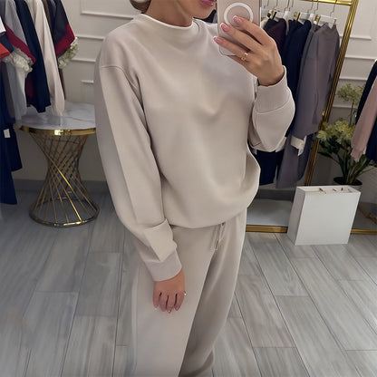 Dammode 2-delat set med rundhalsad topp och byxor