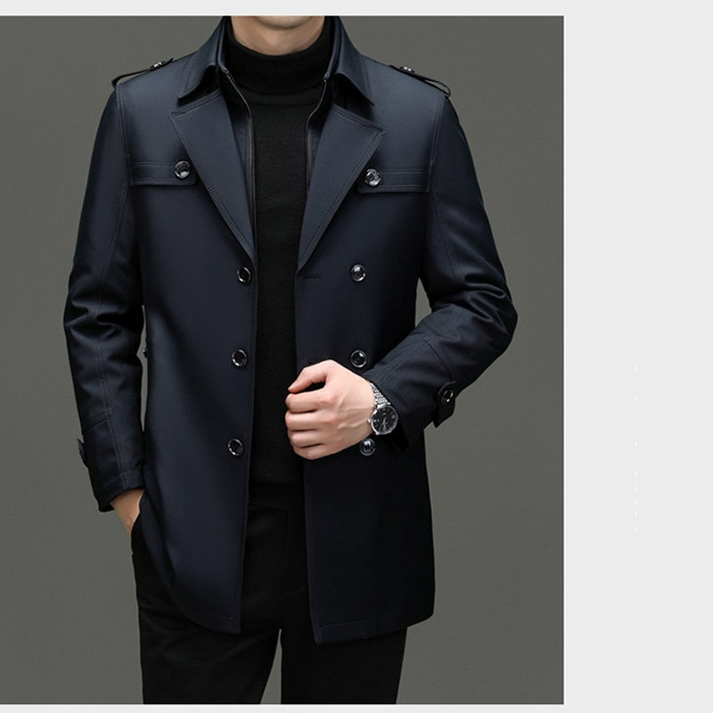 Trenchcoat i mellanlängd med avtagbart innerfoder för herr