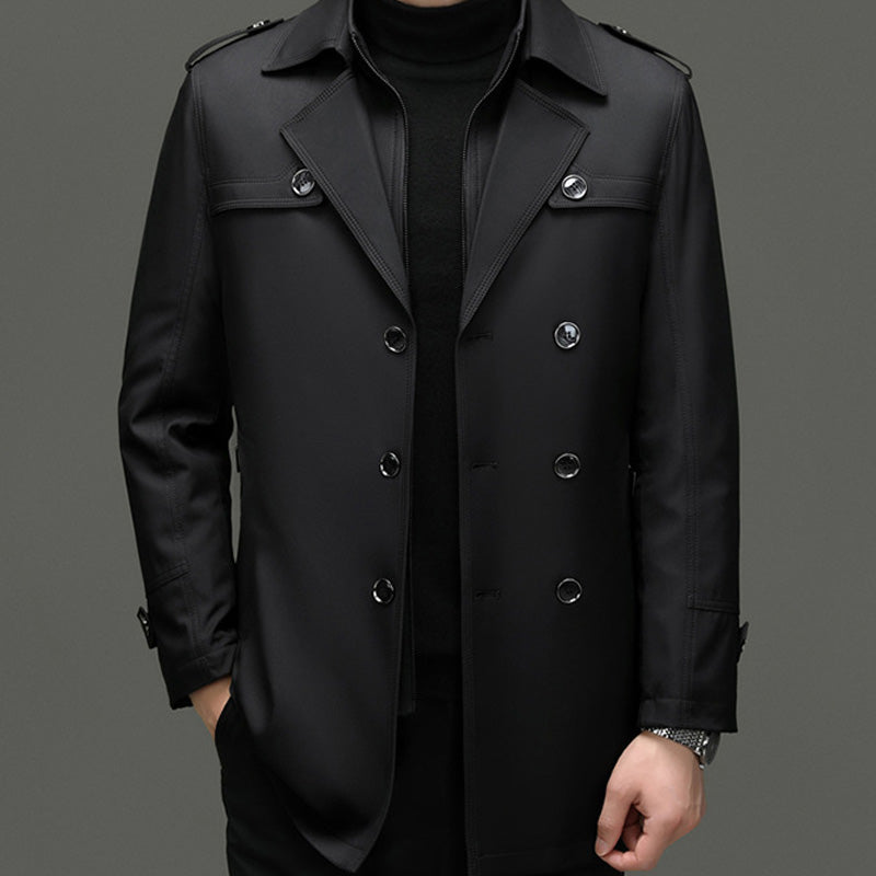 Trenchcoat i mellanlängd med avtagbart innerfoder för herr