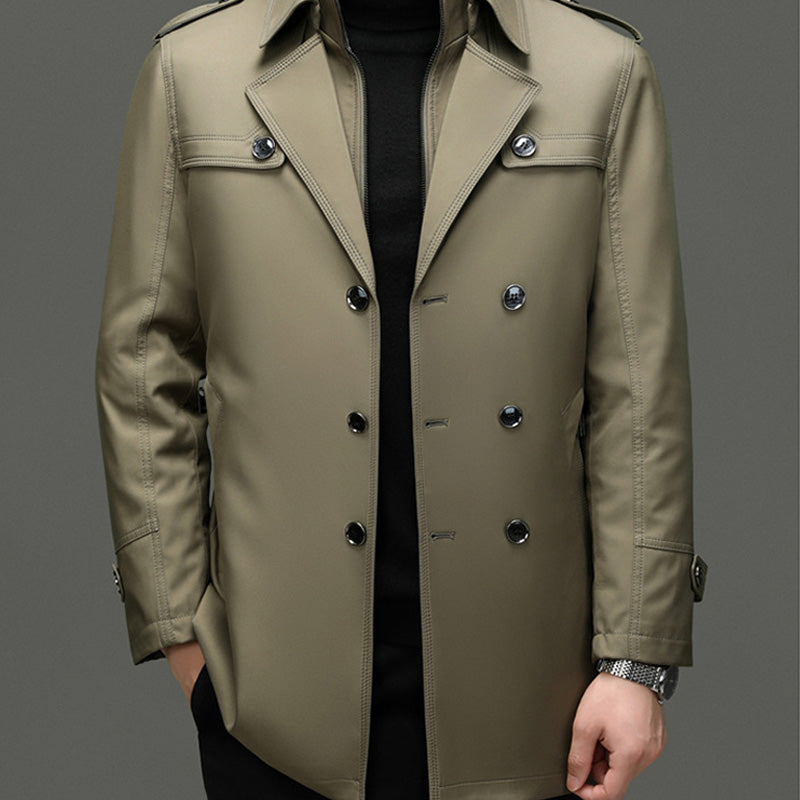 Trenchcoat i mellanlängd med avtagbart innerfoder för herr