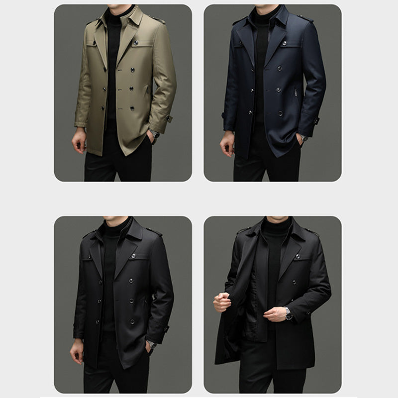 Trenchcoat i mellanlängd med avtagbart innerfoder för herr