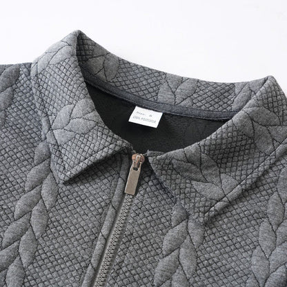 🔥Nyheter-Herrtröja med halv dragkedja i kabelstickad stil🎁Köp 2 och få fri frakt