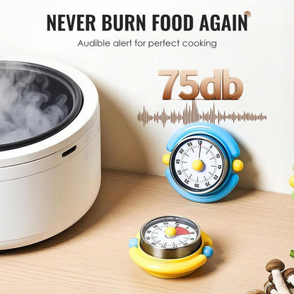 Högt larm Mekanisk timer med magnetisk baksida