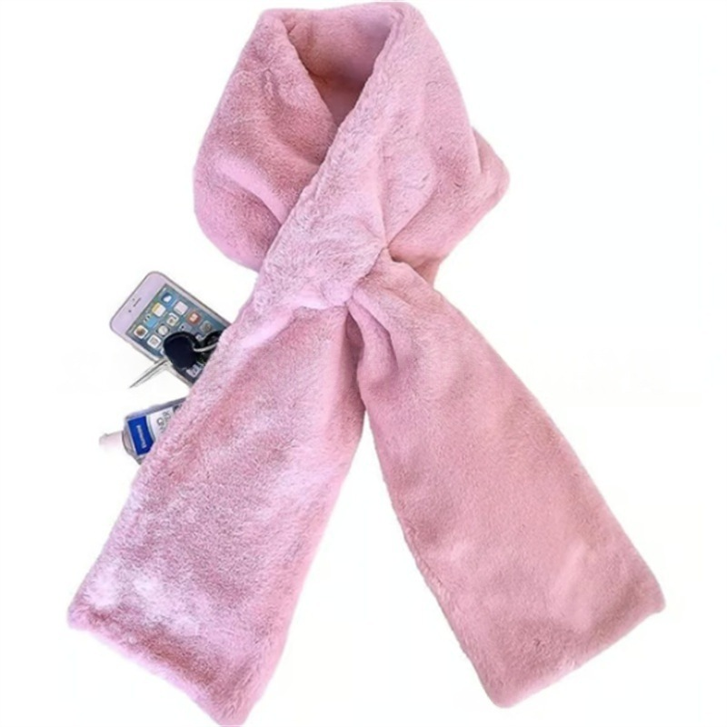 🏆SISTA DAGEN REA 50 % RABATT🔥⚡50K+ sålda!🧣Ultramjuk halsduk i fuskpäls med dold ficka med dragkedja