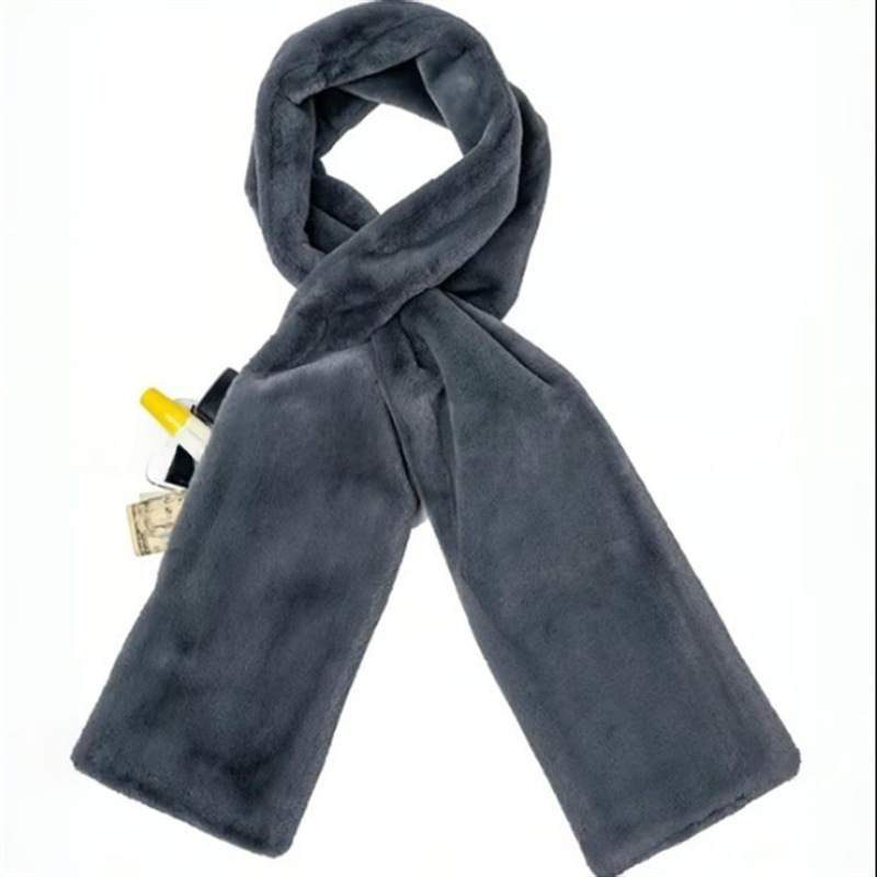 🏆SISTA DAGEN REA 50 % RABATT🔥⚡50K+ sålda!🧣Ultramjuk halsduk i fuskpäls med dold ficka med dragkedja