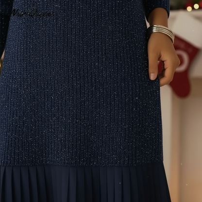 Damklänning med glitter, revers och A-linje, kort modell