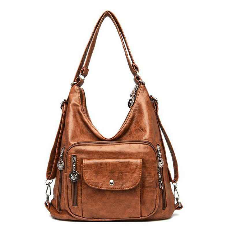 Konvertibel axelväska med flera fickor för kvinnor