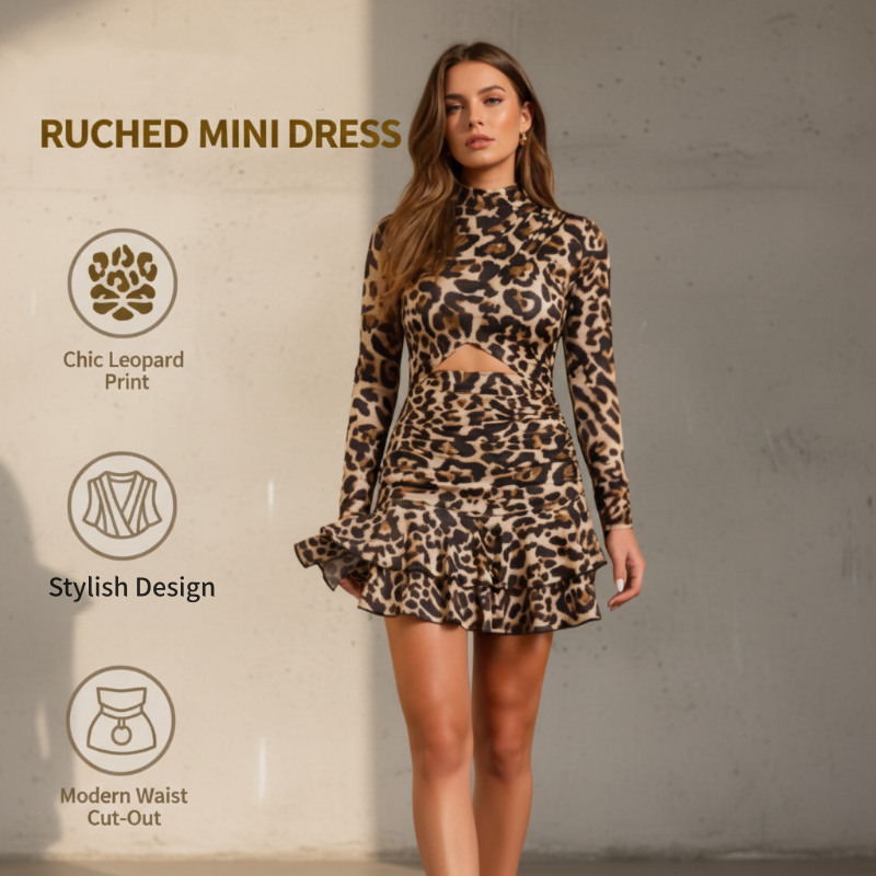 🔥70 % RABATT💖Damleopardmönstrad veckad ministring🐆