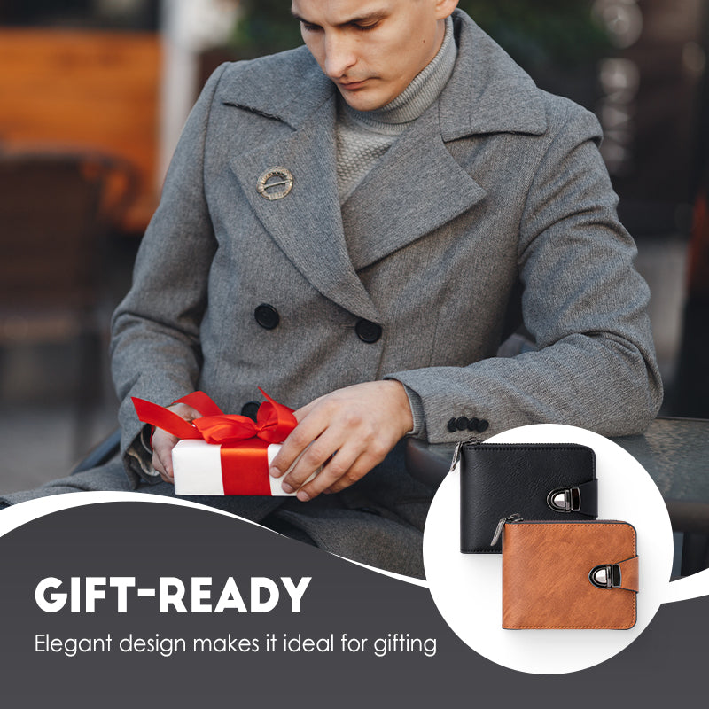 ✨Begränsad tid – 50% rabatt⏰Herrens vintage kompakta dragkedjepåse