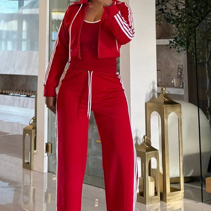 Striped Zip-Up Tracksuit & Wide-Leg Pants 2-Piece Set – Den perfekta avslappnade men stiliga looken! 👗✨