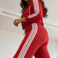 Striped Zip-Up Tracksuit & Wide-Leg Pants 2-Piece Set – Den perfekta avslappnade men stiliga looken! 👗✨