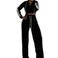 Striped Zip-Up Tracksuit & Wide-Leg Pants 2-Piece Set – Den perfekta avslappnade men stiliga looken! 👗✨
