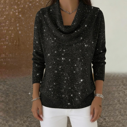 Sparkle Cowl Neck långärmad topp