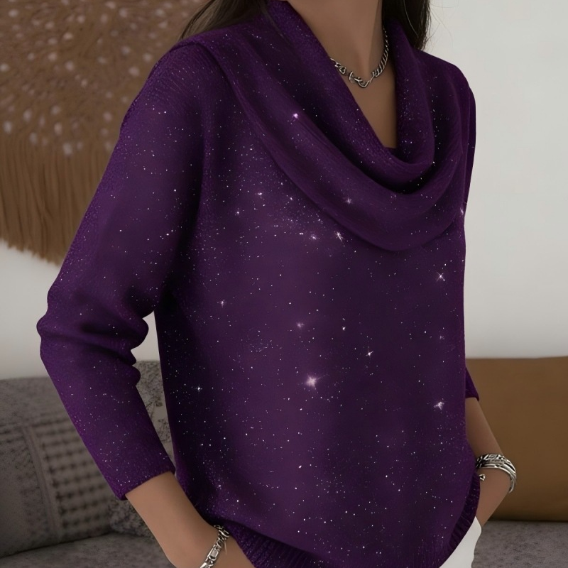 Sparkle Cowl Neck långärmad topp