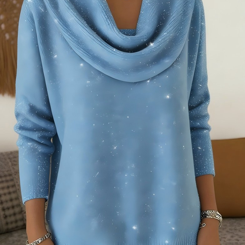 Sparkle Cowl Neck långärmad topp