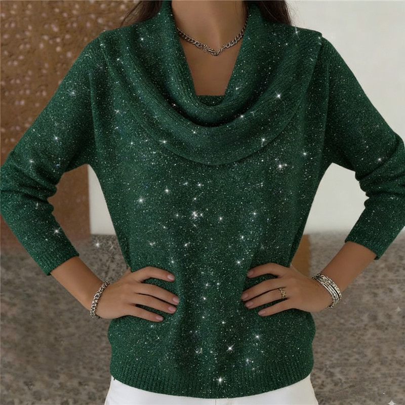 Sparkle Cowl Neck långärmad topp