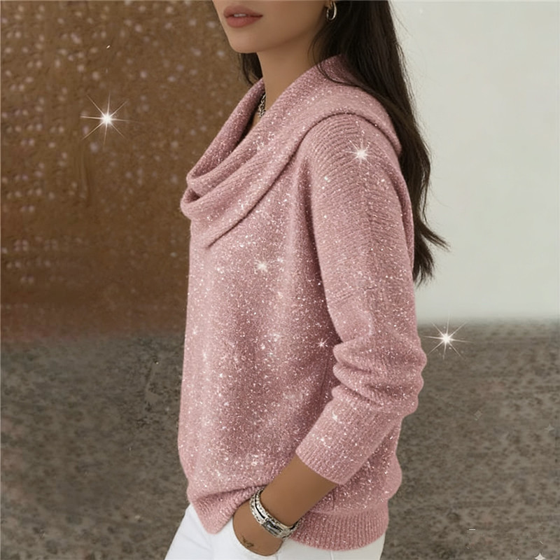 Sparkle Cowl Neck långärmad topp