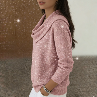 Sparkle Cowl Neck långärmad topp