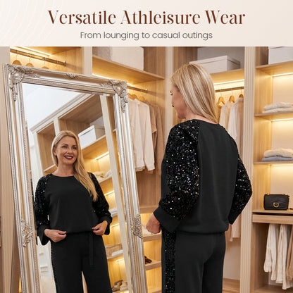 Ny kollektion🛍️✨Damset med paljettklädd tröja och byxor