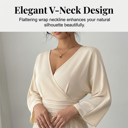 Elegant jumpsuit med V-ringning och plisserade vida ben ✨Släpp loss din charm utan ansträngning