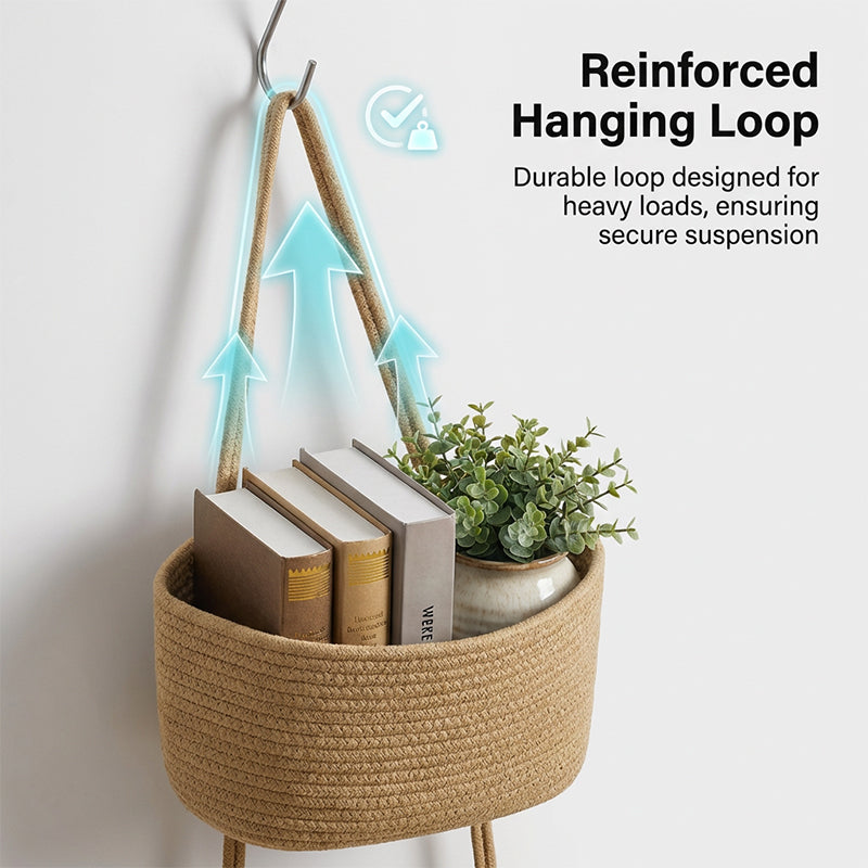 🧺 50% RABATT NU! 🌿 3-Nivå Vägg-Hängande Förvaring – Boho Rep & Utrymmesbesparare – Organisera med Stil 🏡