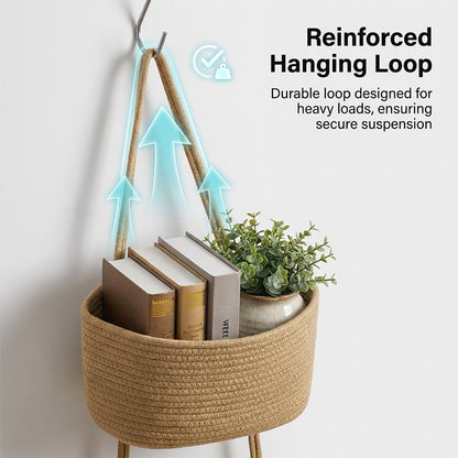 🧺 50% RABATT NU! 🌿 3-Nivå Vägg-Hängande Förvaring – Boho Rep & Utrymmesbesparare – Organisera med Stil 🏡