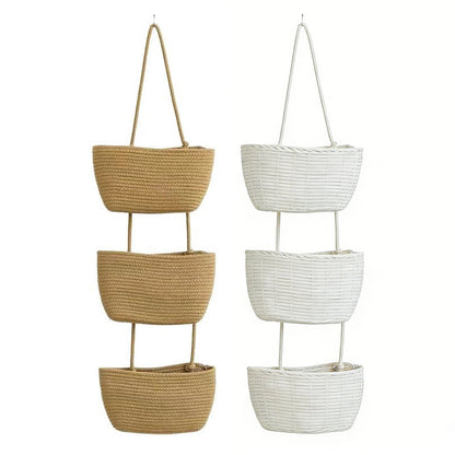 🧺 50% RABATT NU! 🌿 3-Nivå Vägg-Hängande Förvaring – Boho Rep & Utrymmesbesparare – Organisera med Stil 🏡
