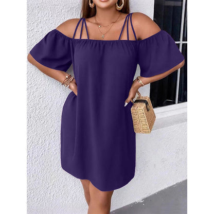 🔥HETA ERBJUDANDE - 50% RABATT!👗 Dam elegant enfärgad miniklänning