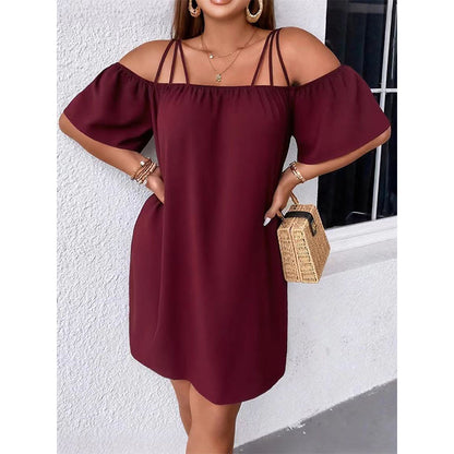 🔥HETA ERBJUDANDE - 50% RABATT!👗 Dam elegant enfärgad miniklänning