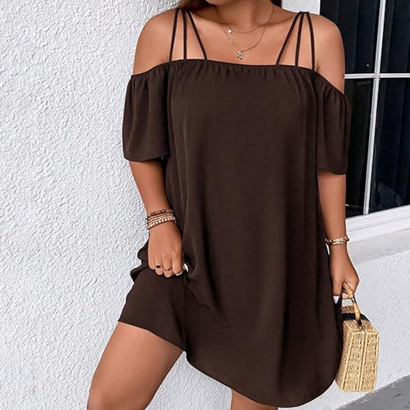 🔥HETA ERBJUDANDE - 50% RABATT!👗 Dam elegant enfärgad miniklänning