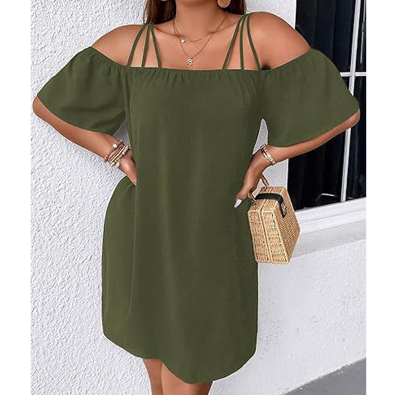 🔥HETA ERBJUDANDE - 50% RABATT!👗 Dam elegant enfärgad miniklänning