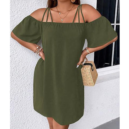🔥HETA ERBJUDANDE - 50% RABATT!👗 Dam elegant enfärgad miniklänning
