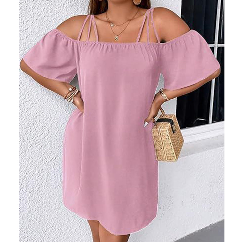 🔥HETA ERBJUDANDE - 50% RABATT!👗 Dam elegant enfärgad miniklänning