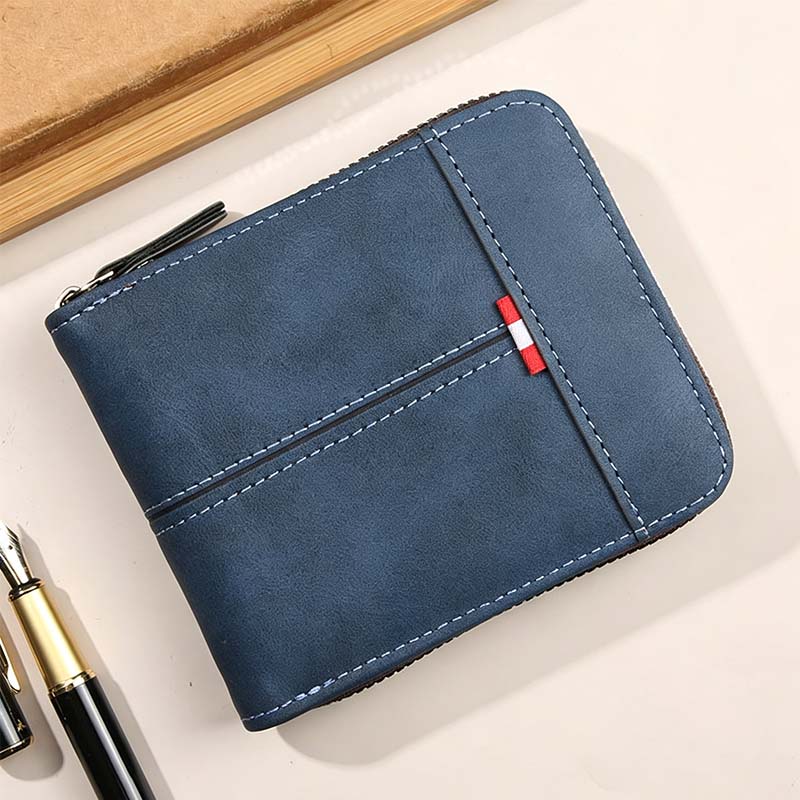 ⏳Begränsad tid – 50% rabatt⏰Herr PU-Läder Blixtlås Bifold Plånbok