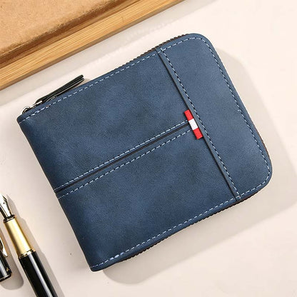 ⏳Begränsad tid – 50% rabatt⏰Herr PU-Läder Blixtlås Bifold Plånbok
