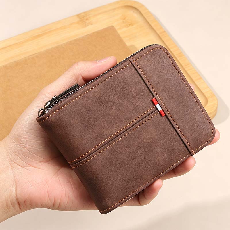 ⏳Begränsad tid – 50% rabatt⏰Herr PU-Läder Blixtlås Bifold Plånbok