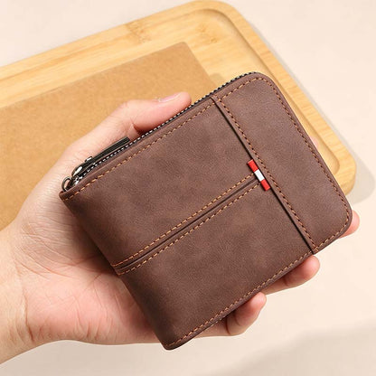 ⏳Begränsad tid – 50% rabatt⏰Herr PU-Läder Blixtlås Bifold Plånbok