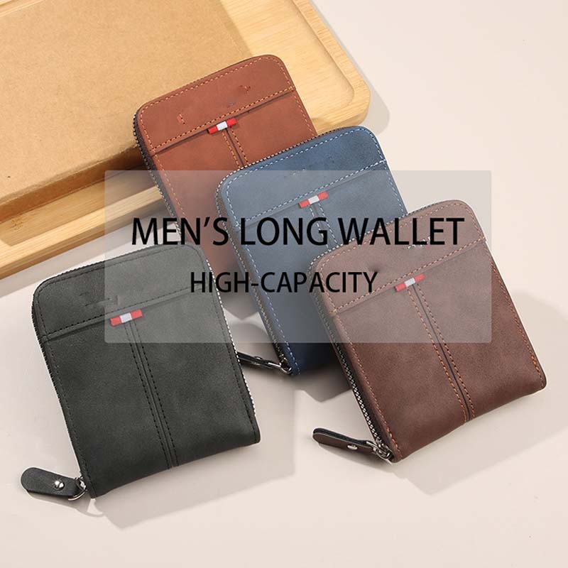 ⏳Begränsad tid – 50% rabatt⏰Herr PU-Läder Blixtlås Bifold Plånbok