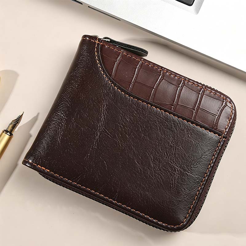 ⏳Begränsad tid – 50% rabatt⏰Herr PU-Läder Blixtlås Bifold Plånbok