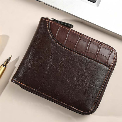 ⏳Begränsad tid – 50% rabatt⏰Herr PU-Läder Blixtlås Bifold Plånbok