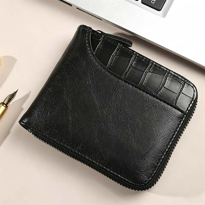 ⏳Begränsad tid – 50% rabatt⏰Herr PU-Läder Blixtlås Bifold Plånbok