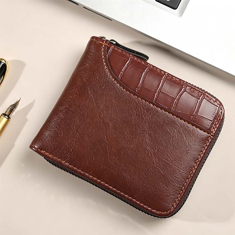 ⏳Begränsad tid – 50% rabatt⏰Herr PU-Läder Blixtlås Bifold Plånbok