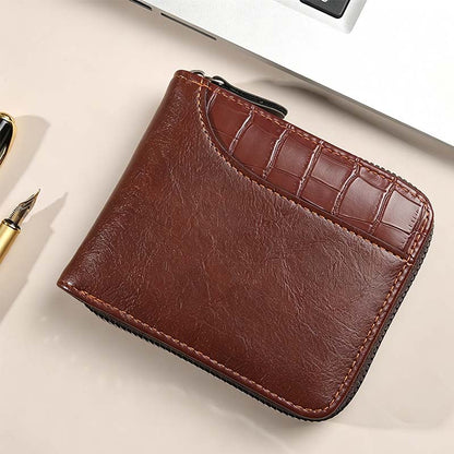 ⏳Begränsad tid – 50% rabatt⏰Herr PU-Läder Blixtlås Bifold Plånbok