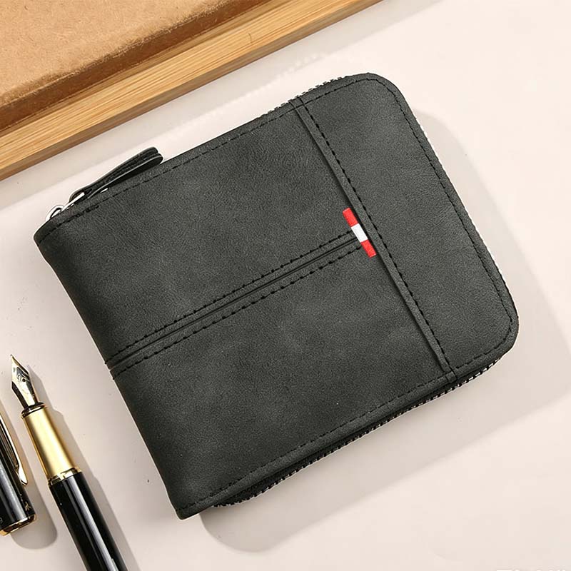 ⏳Begränsad tid – 50% rabatt⏰Herr PU-Läder Blixtlås Bifold Plånbok