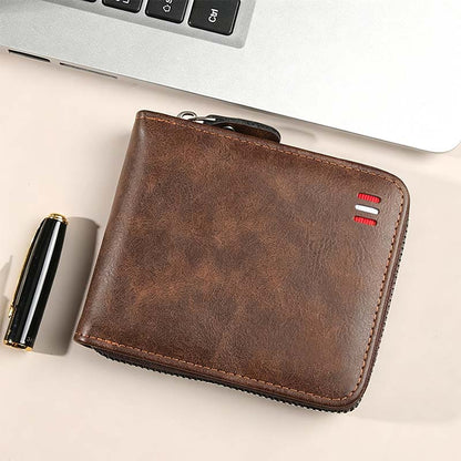 ⏳Begränsad tid – 50% rabatt⏰Herr PU-Läder Blixtlås Bifold Plånbok