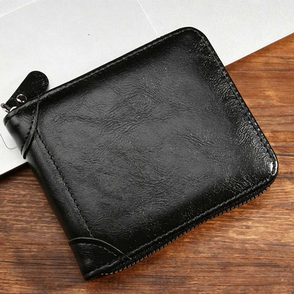 ⏳Begränsad tid – 50% rabatt⏰Herr PU-Läder Blixtlås Bifold Plånbok