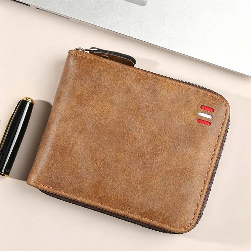 ⏳Begränsad tid – 50% rabatt⏰Herr PU-Läder Blixtlås Bifold Plånbok